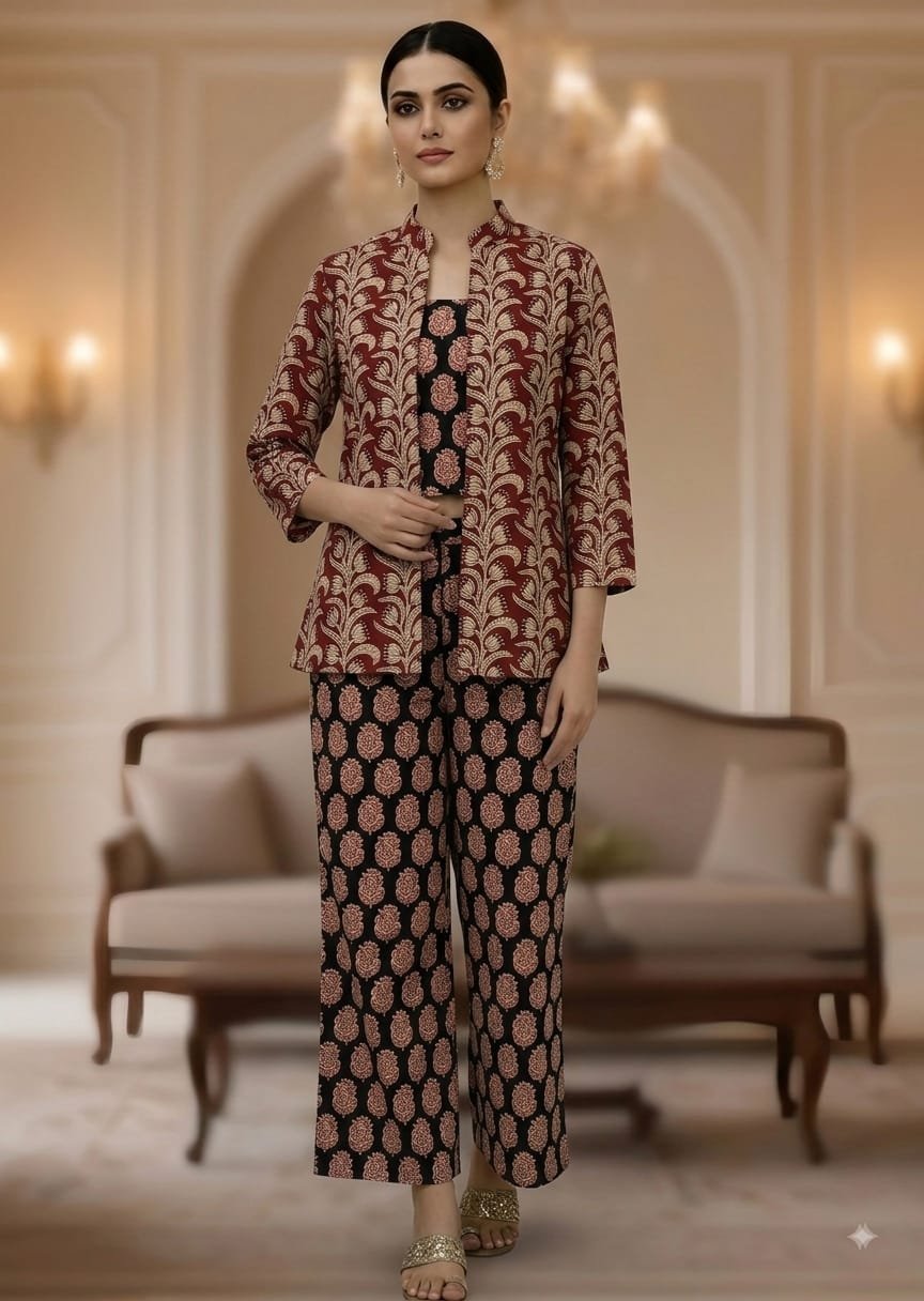 Cotton Printed 3 Pcs Cord Set