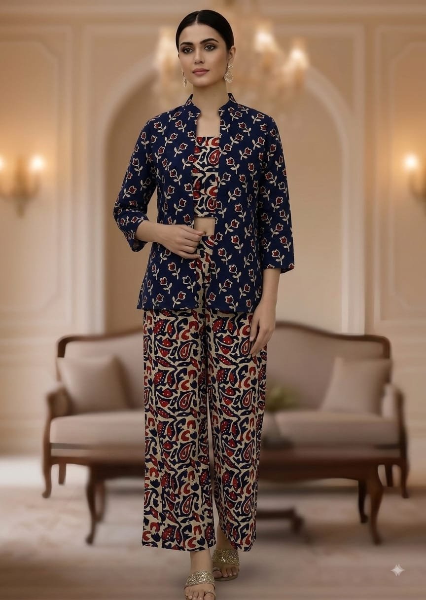 Cotton Printed 3 Pcs Cord Set