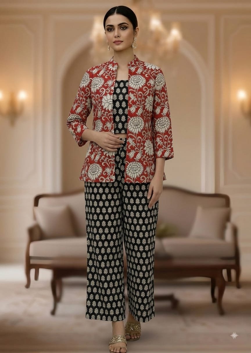 Cotton Printed 3 Pcs Cord Set