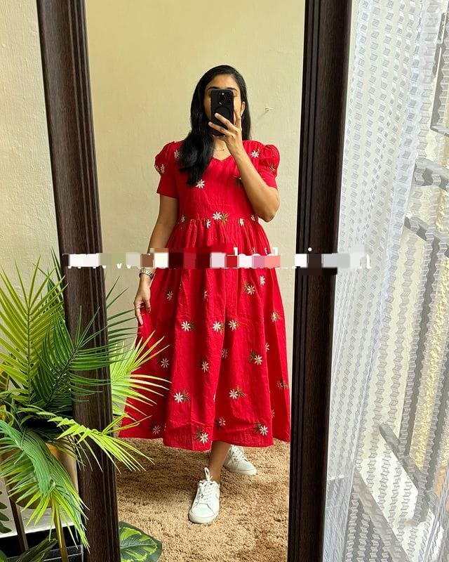 Cotton Embroidered Midi Dress