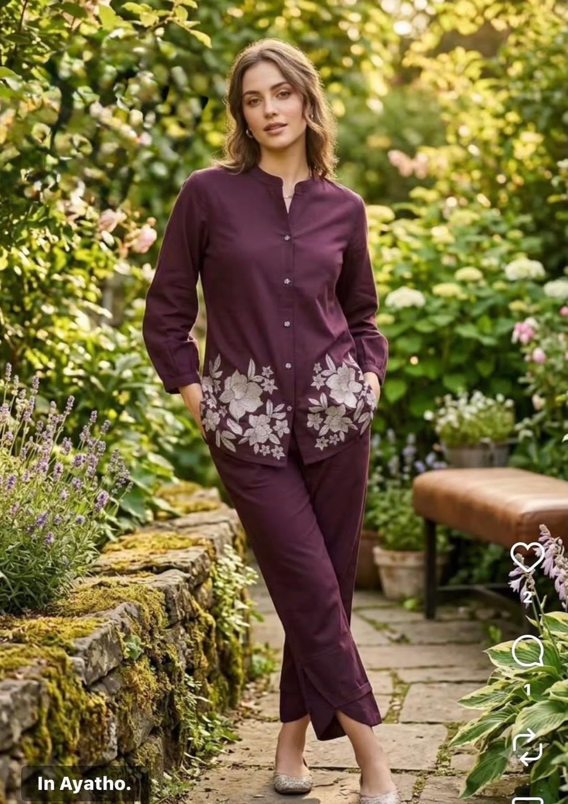 Cotton Embroidered Cord Set