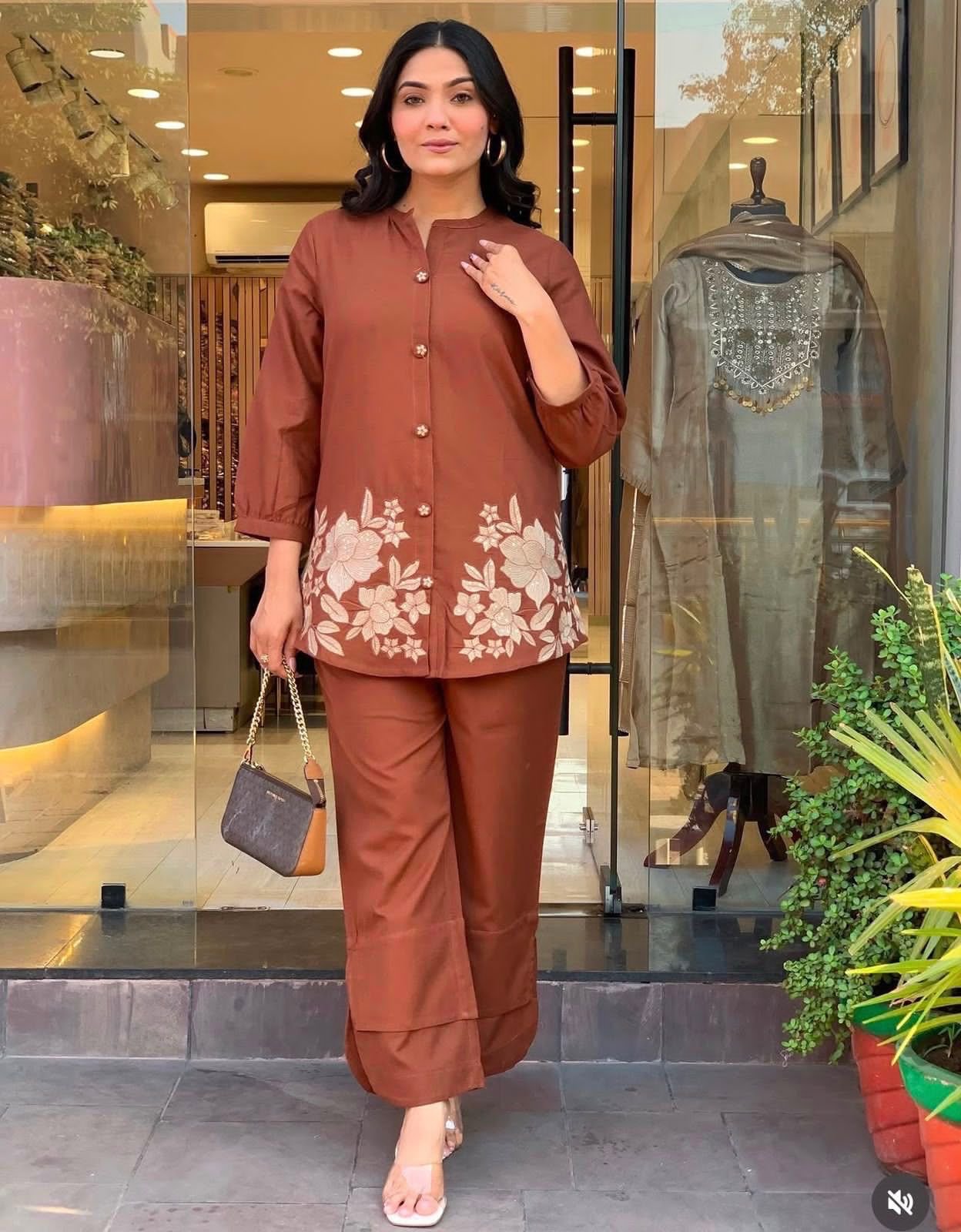Cotton Embroidered Cord Set