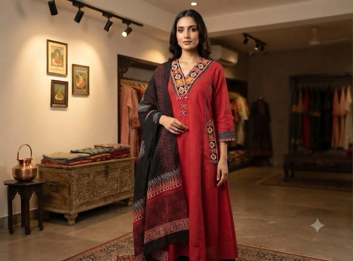 Cotton Embroidered Stitched Suit Set