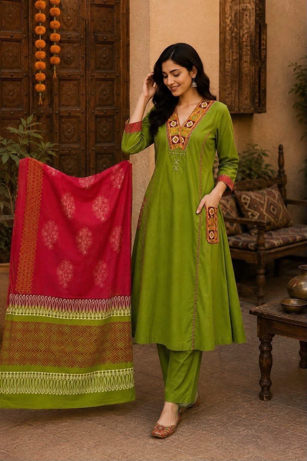 Cotton Embroidered Stitched Suit Set