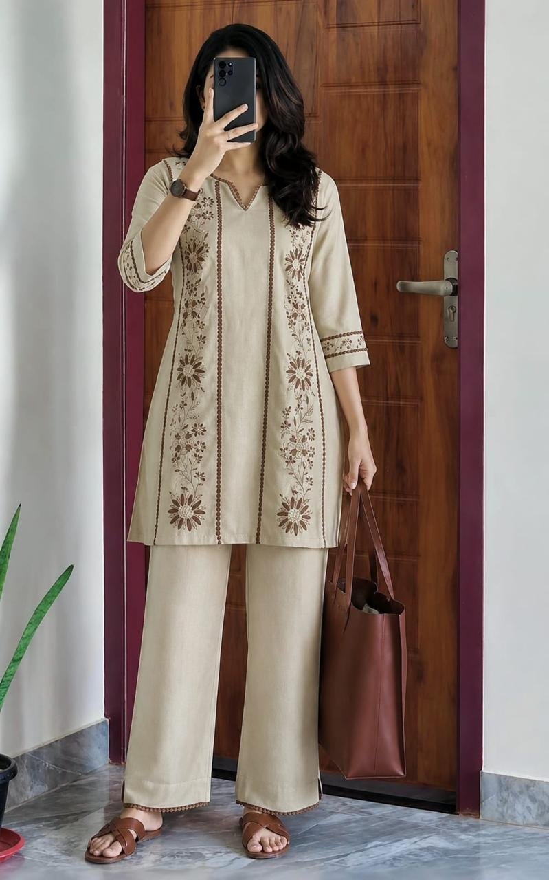 Cotton Flex Embroidered Cord Set