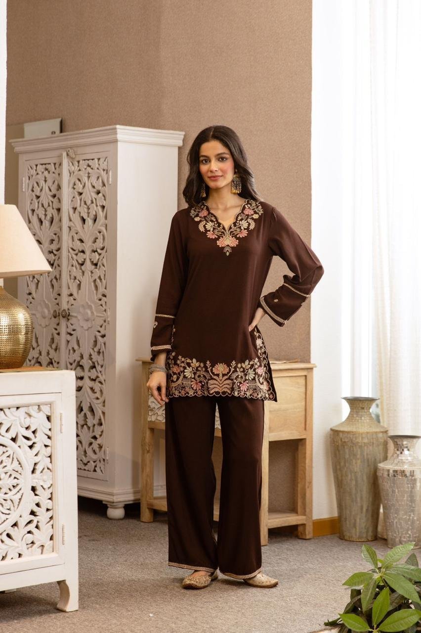 Cotton Embroidered Cord Set