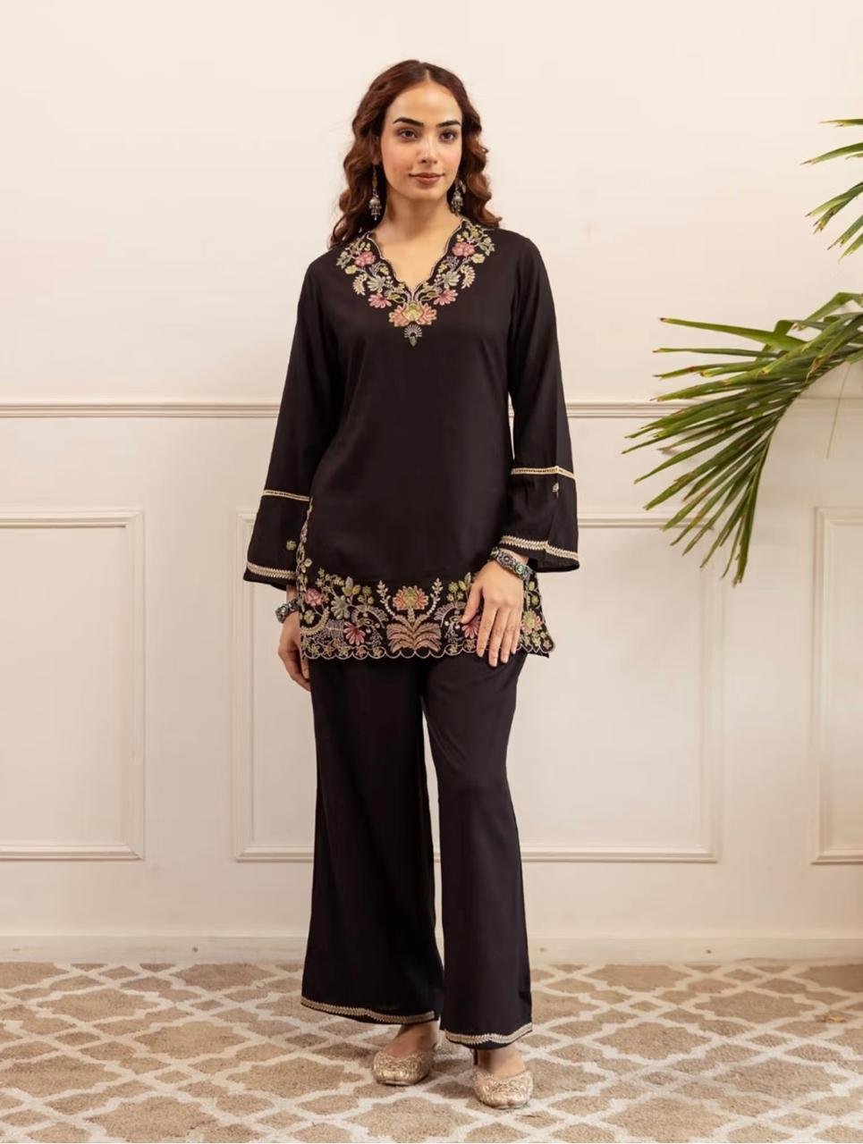 Cotton Embroidered Cord Set