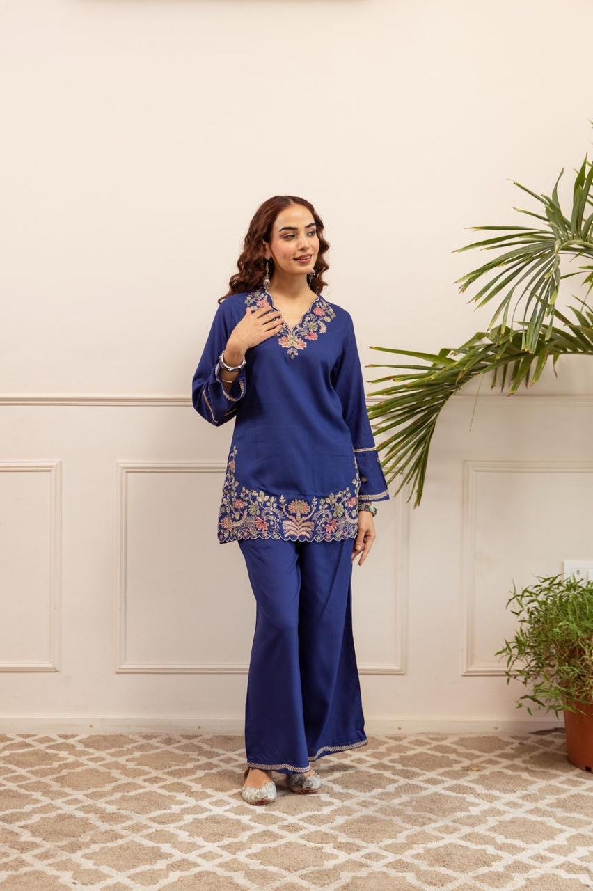 Cotton Embroidered Cord Set