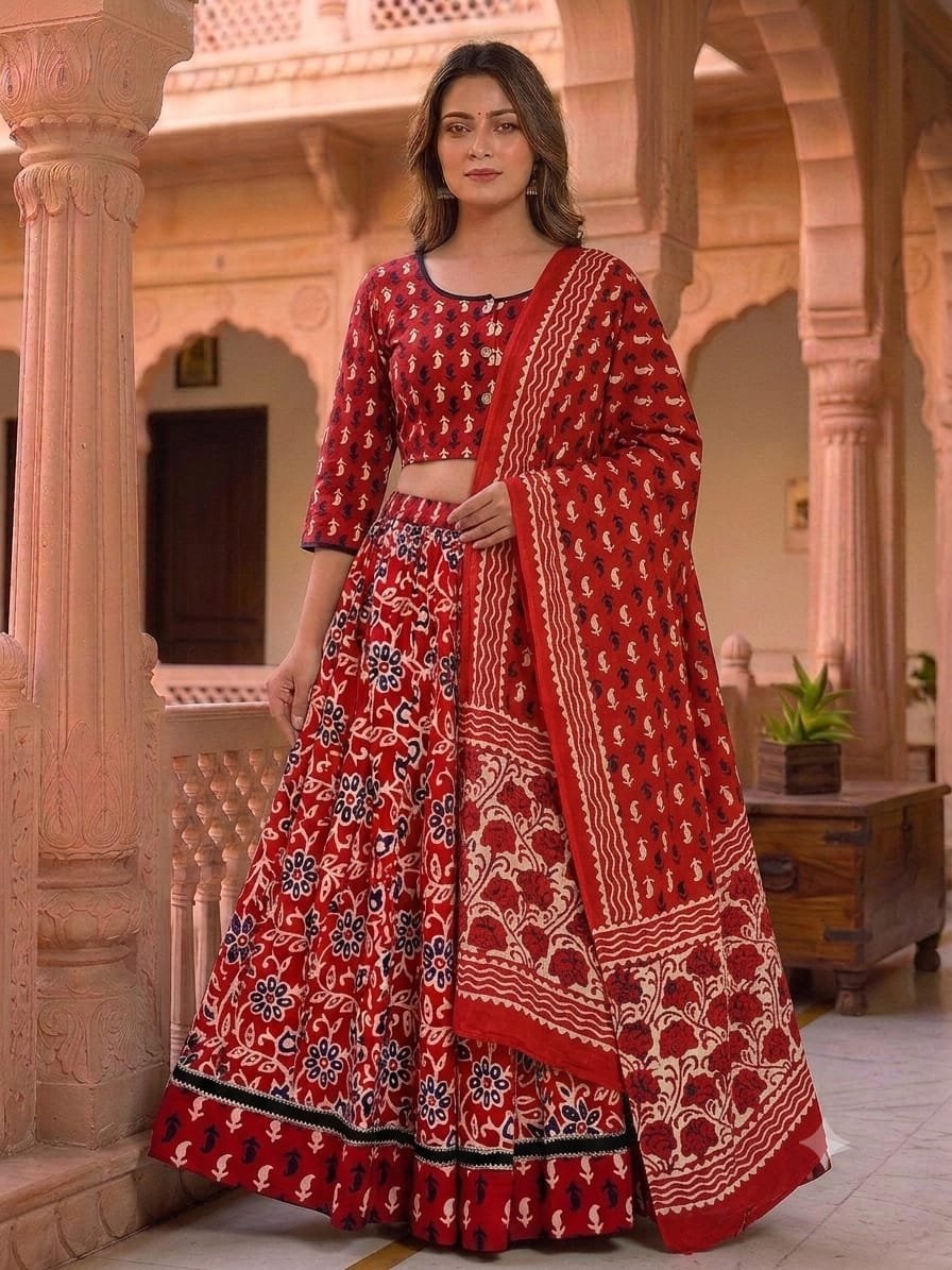 Cotton Printed Lehanga Choli Set