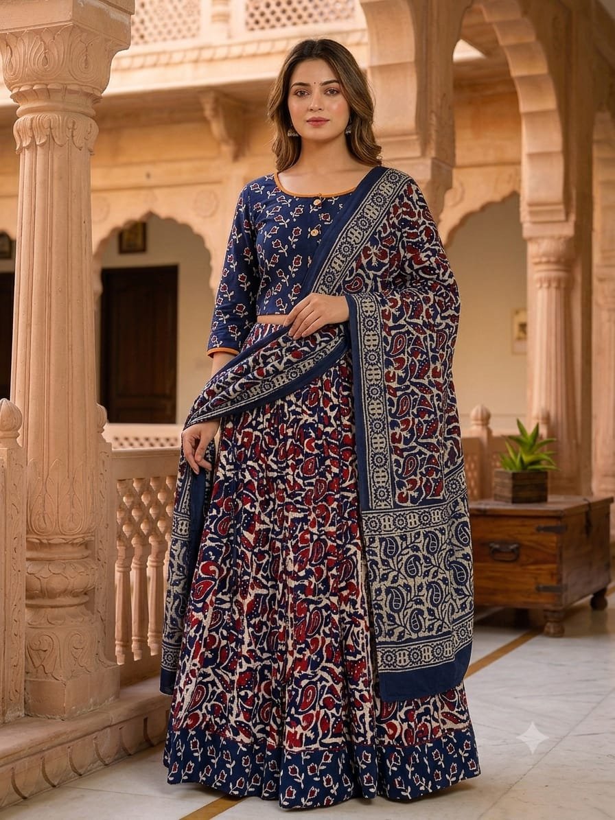 Cotton Printed Lehanga Choli Set