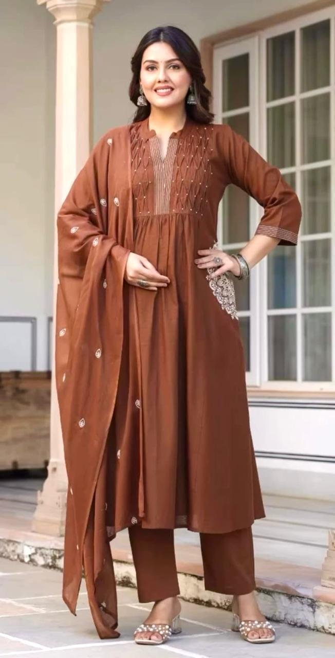 Cotton Anarkali Stitched Suit Set