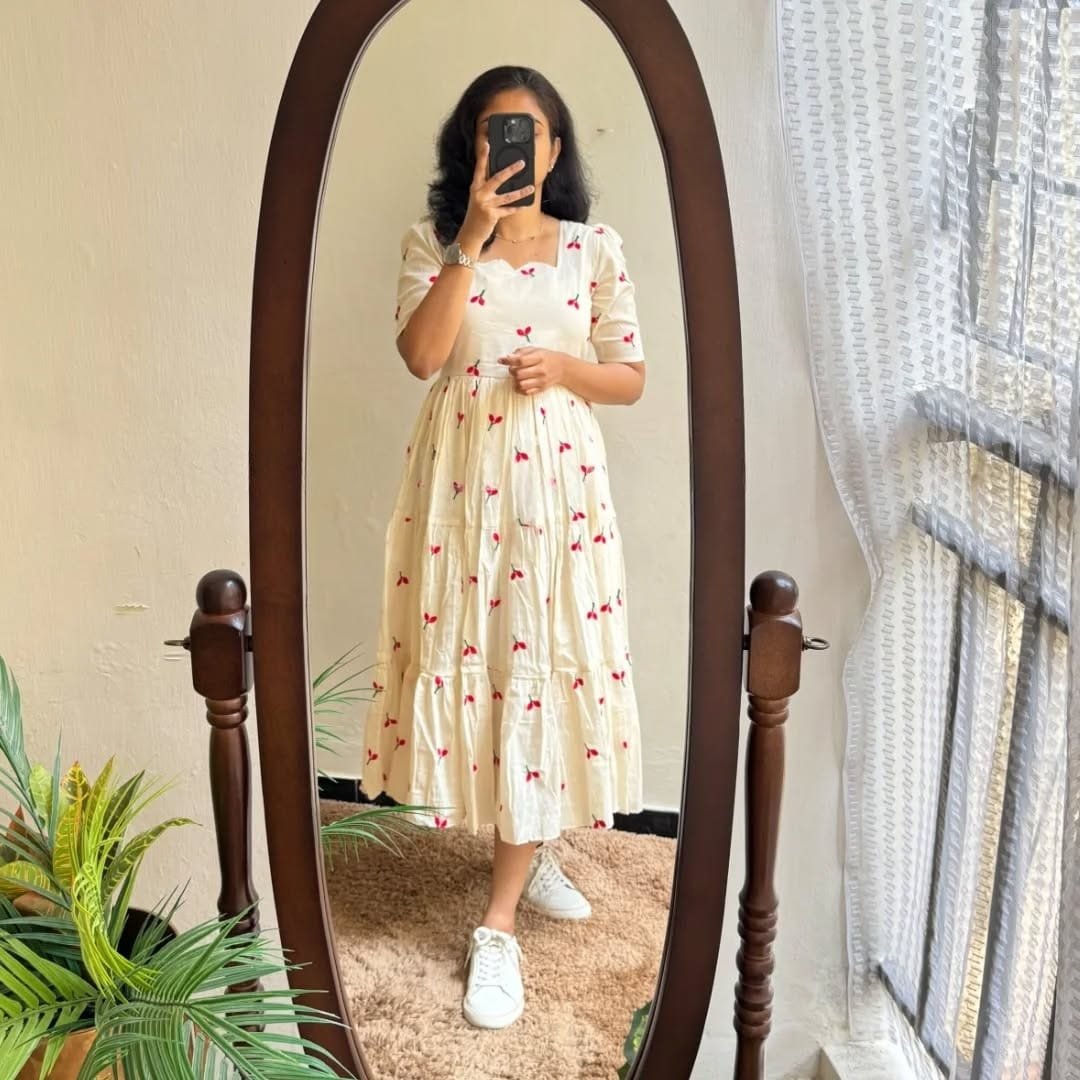 Cotton Embroidered Midi Dress