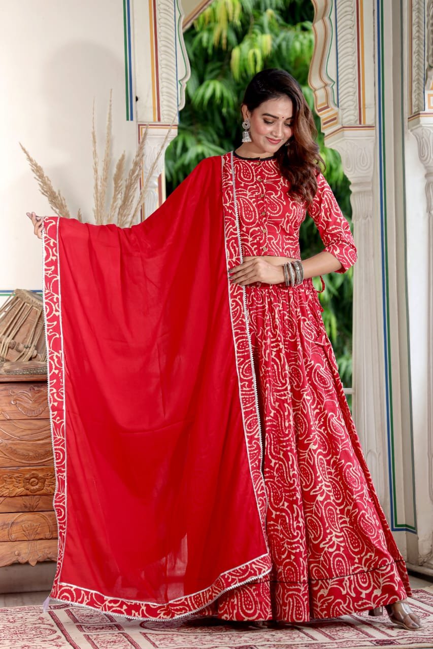 Cotton Printed Lehanga Choli Set
