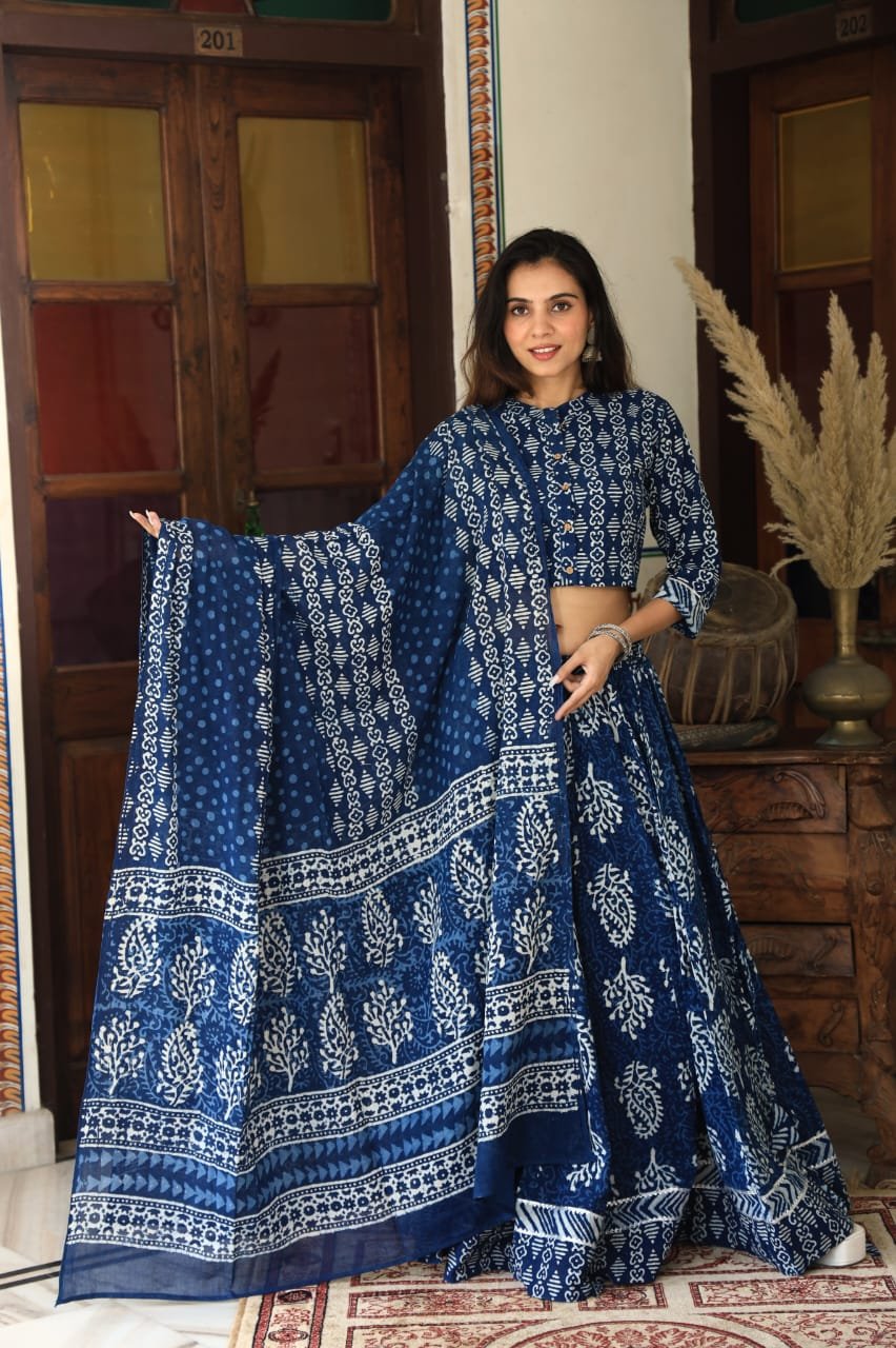 Cotton Printed Lehanga Choli Set