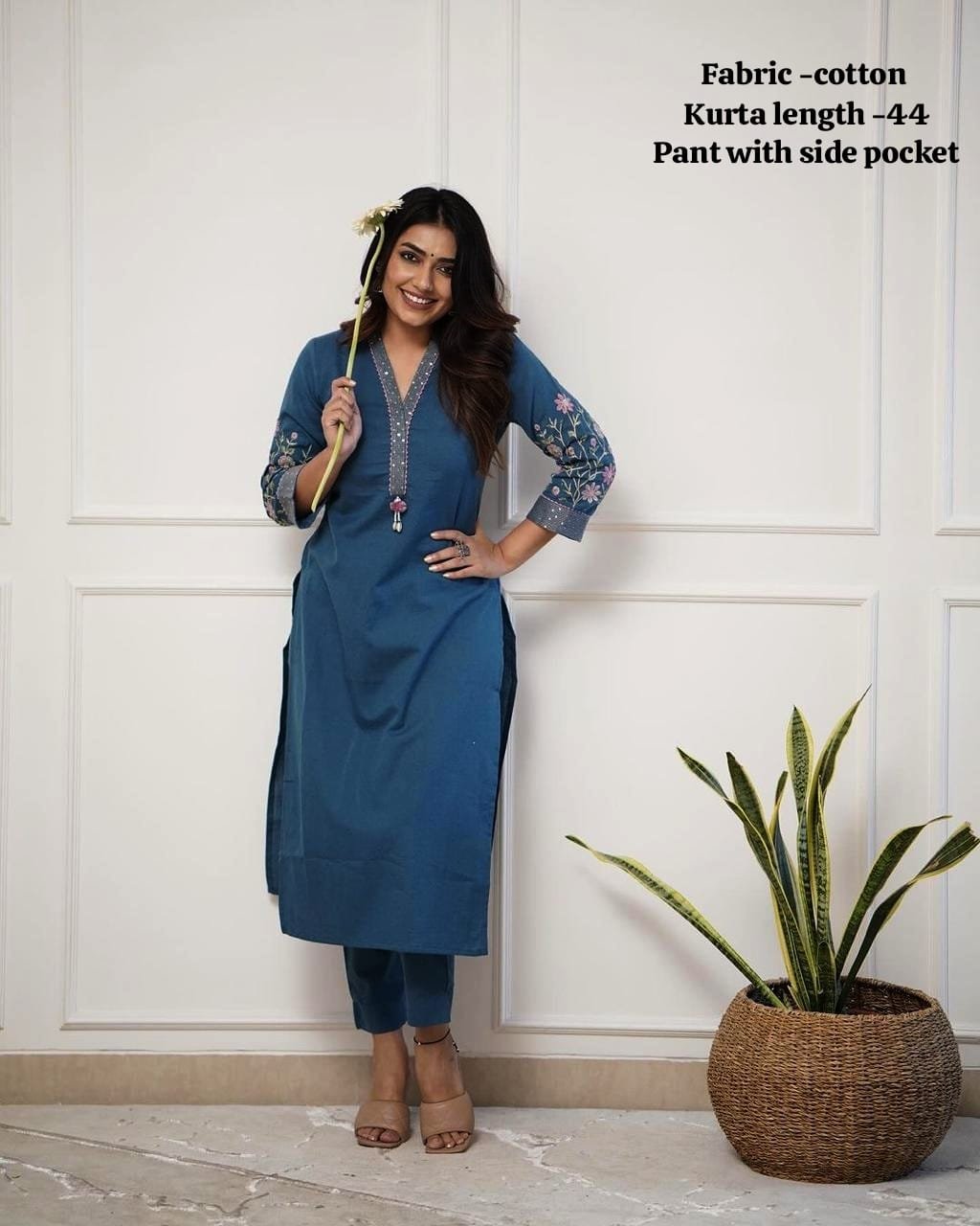 Cotton Embroidered Cord Set