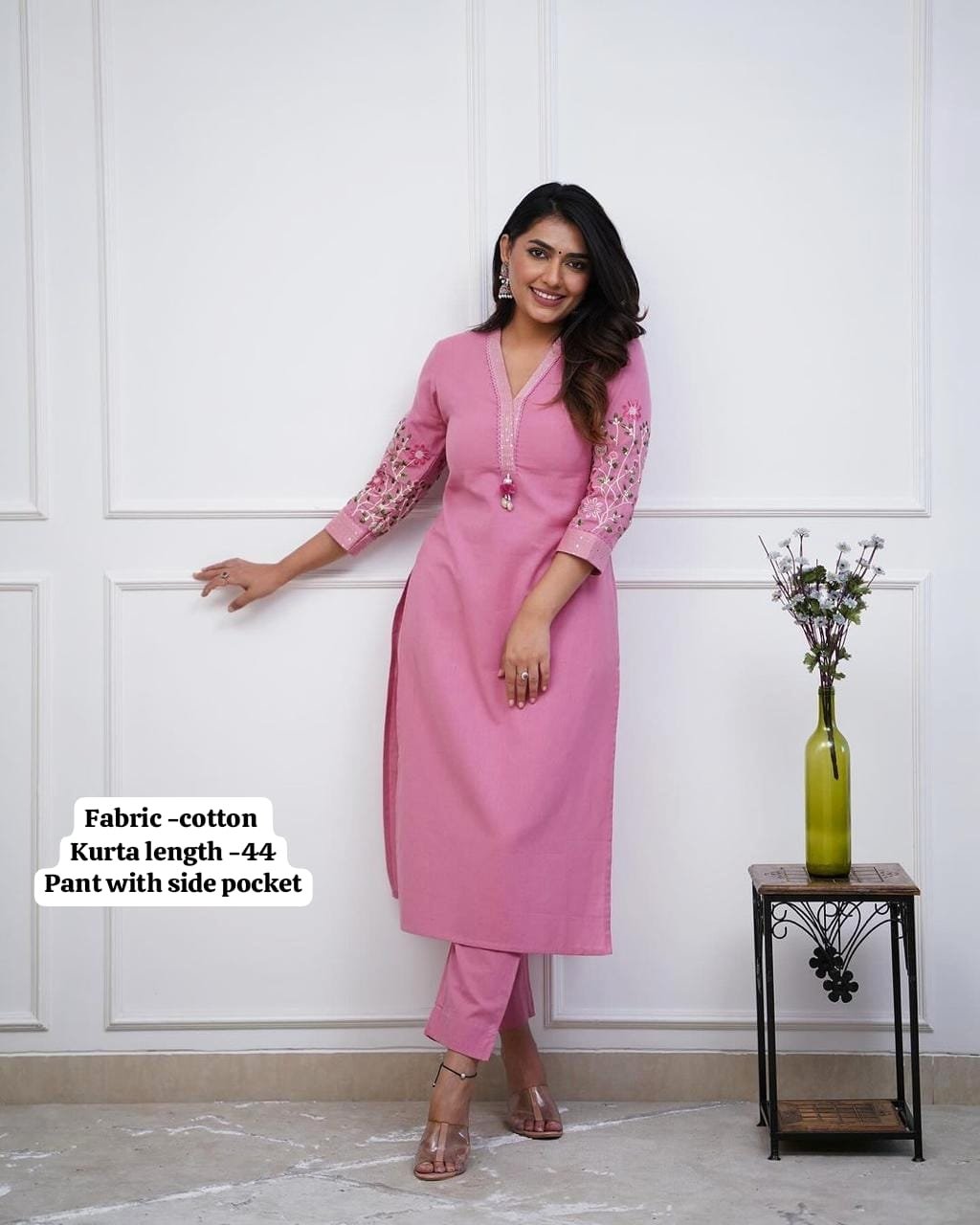 Cotton Embroidered Cord Set