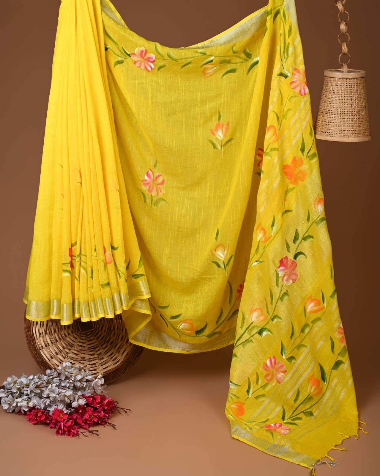 Cotton Linen Printed Saree