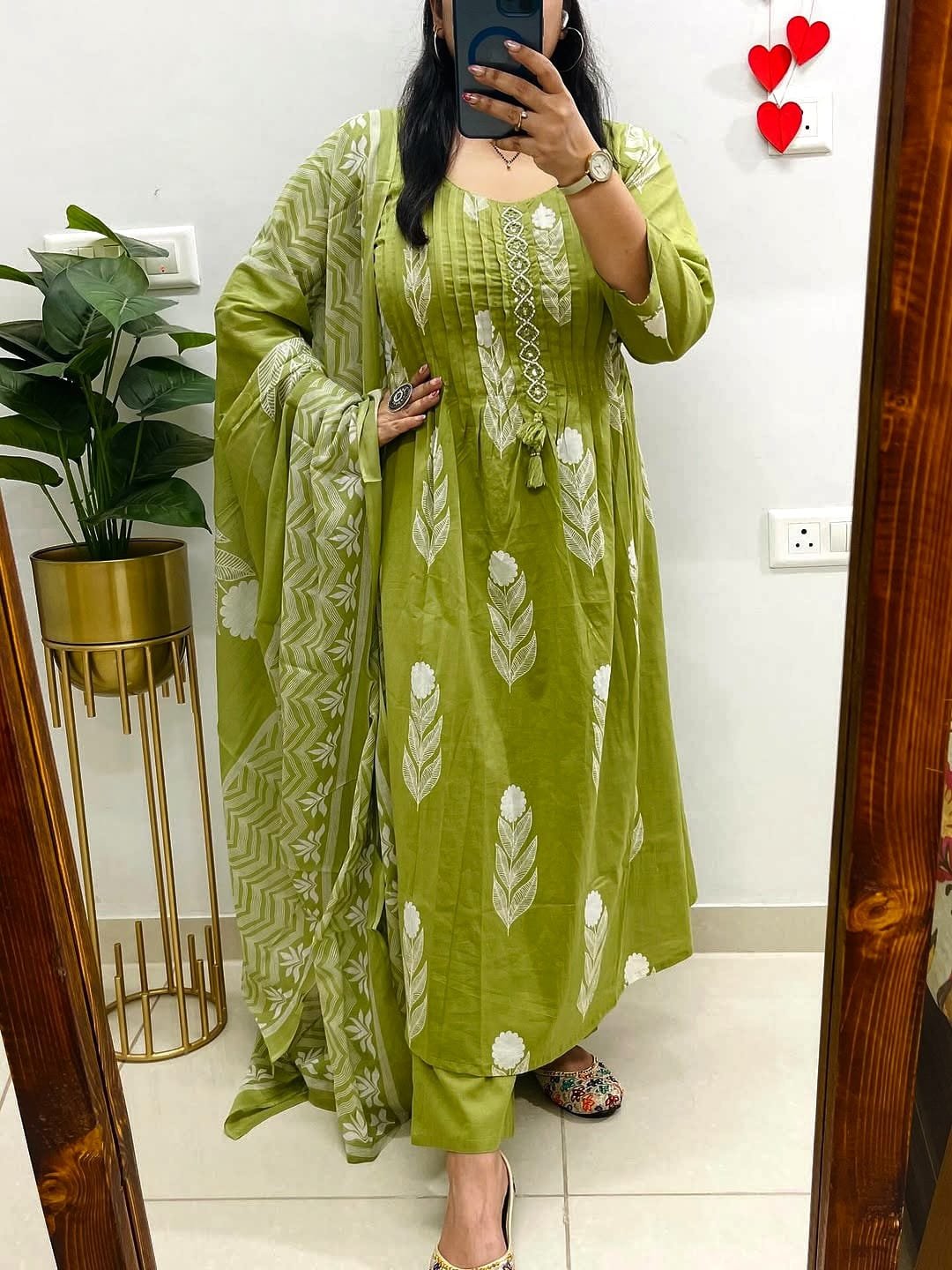 Cotton Printed Pintex Stitched Suit Set