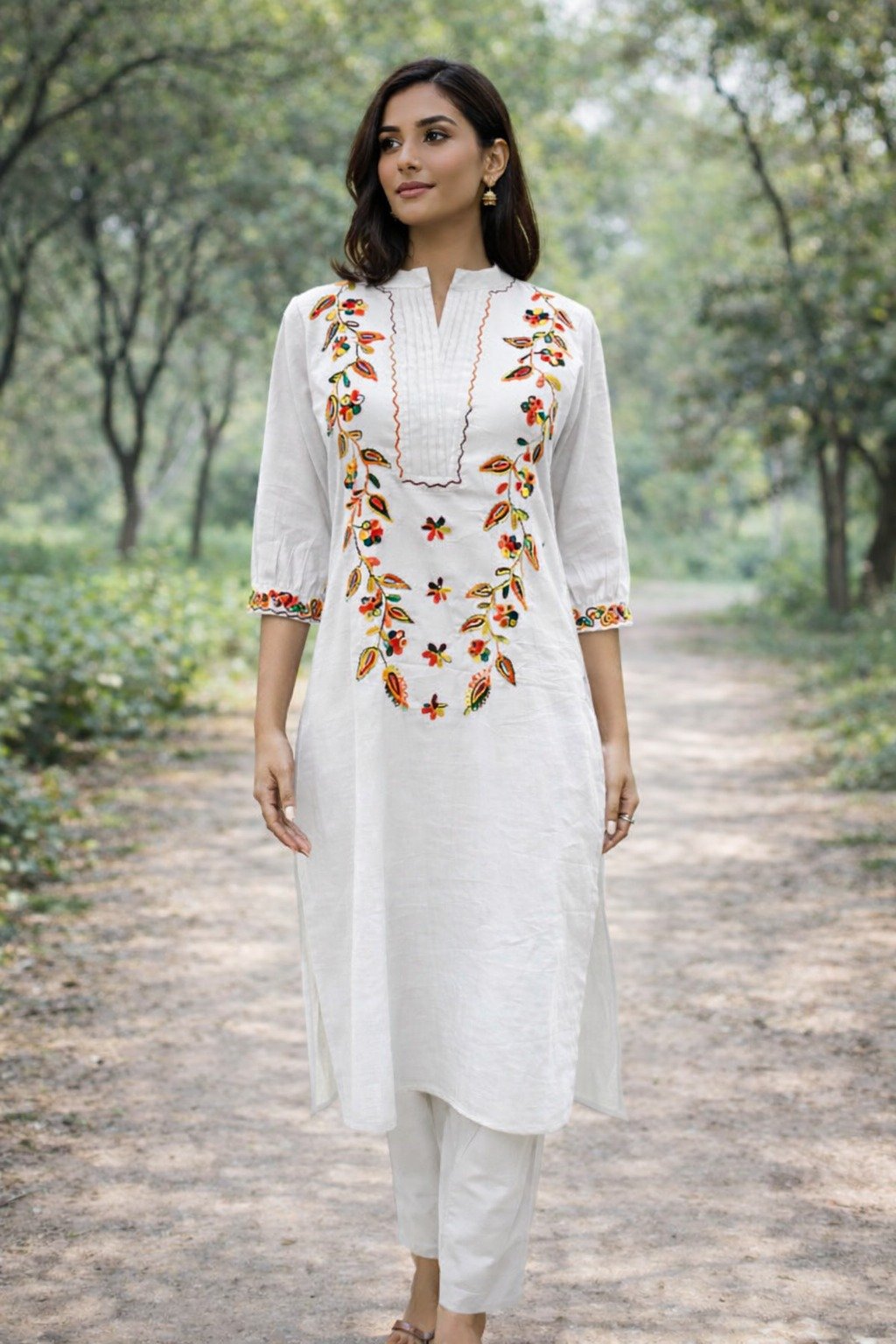 Cotton Embroidered Cord Set