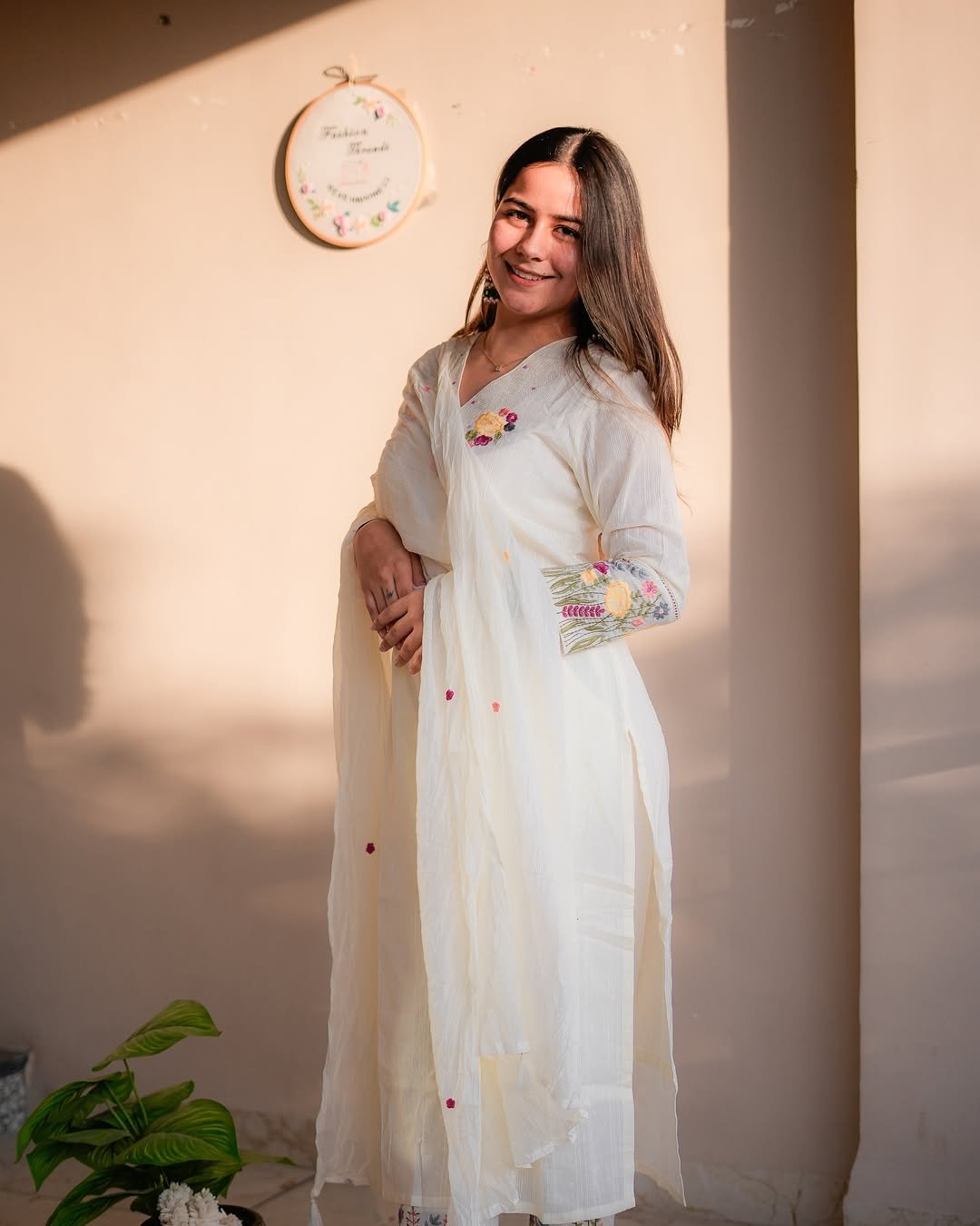 Dobby Cotton Embroidered Stitched Suit Set