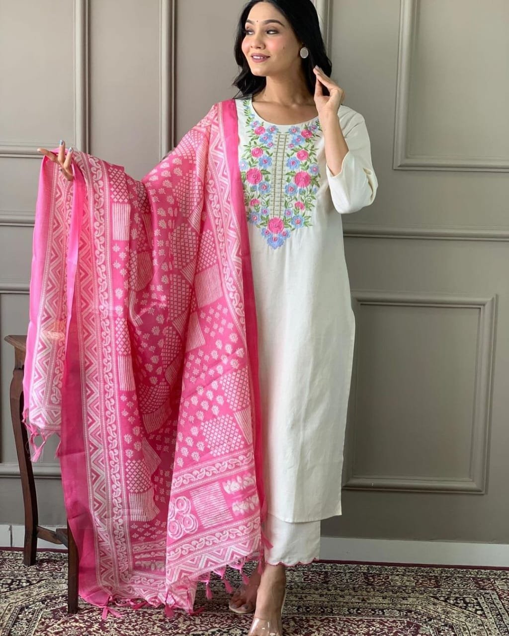 Cotton Embroidered Stitched Suit Set