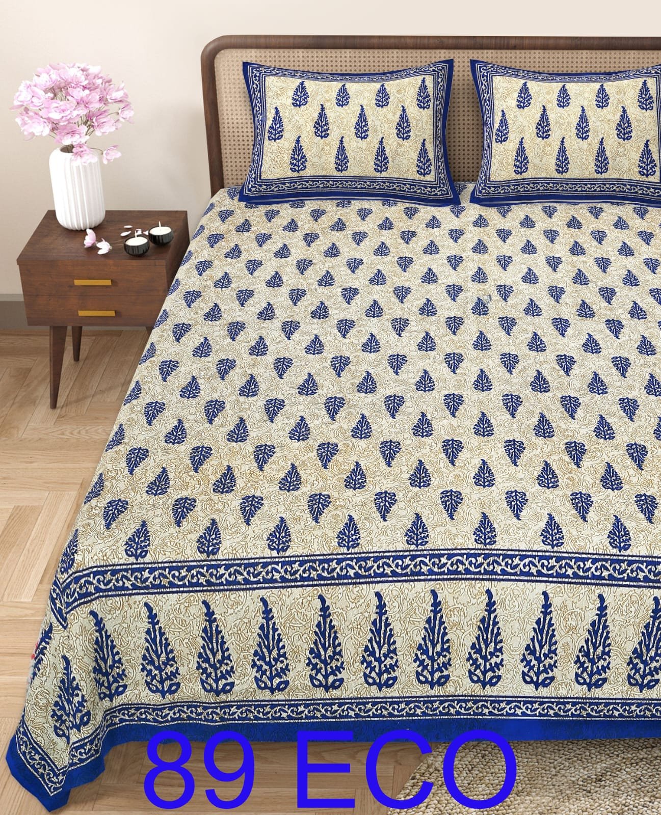 Cotton Viscose Printed Double Bedsheet