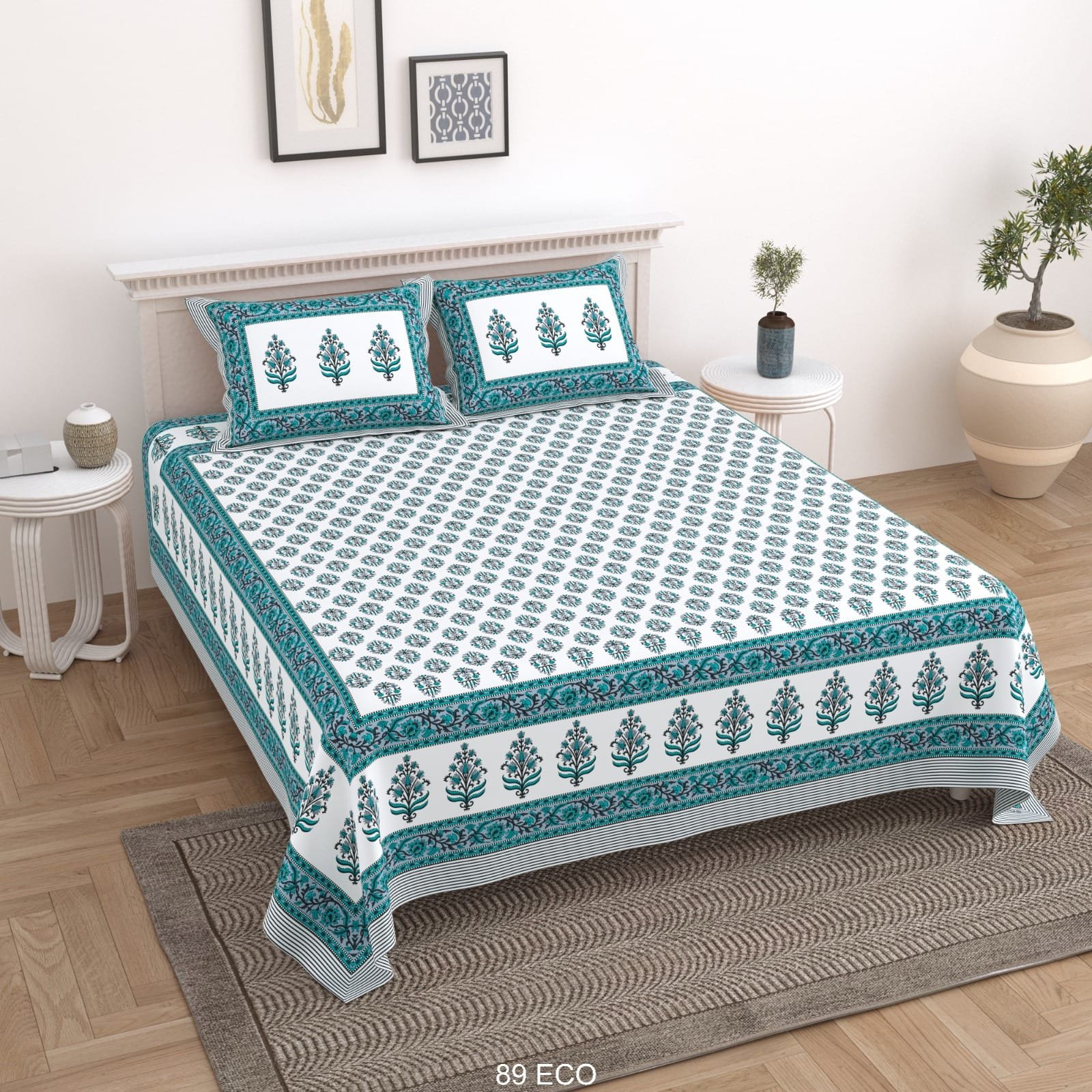 Cotton Viscose Printed Double Bedsheet