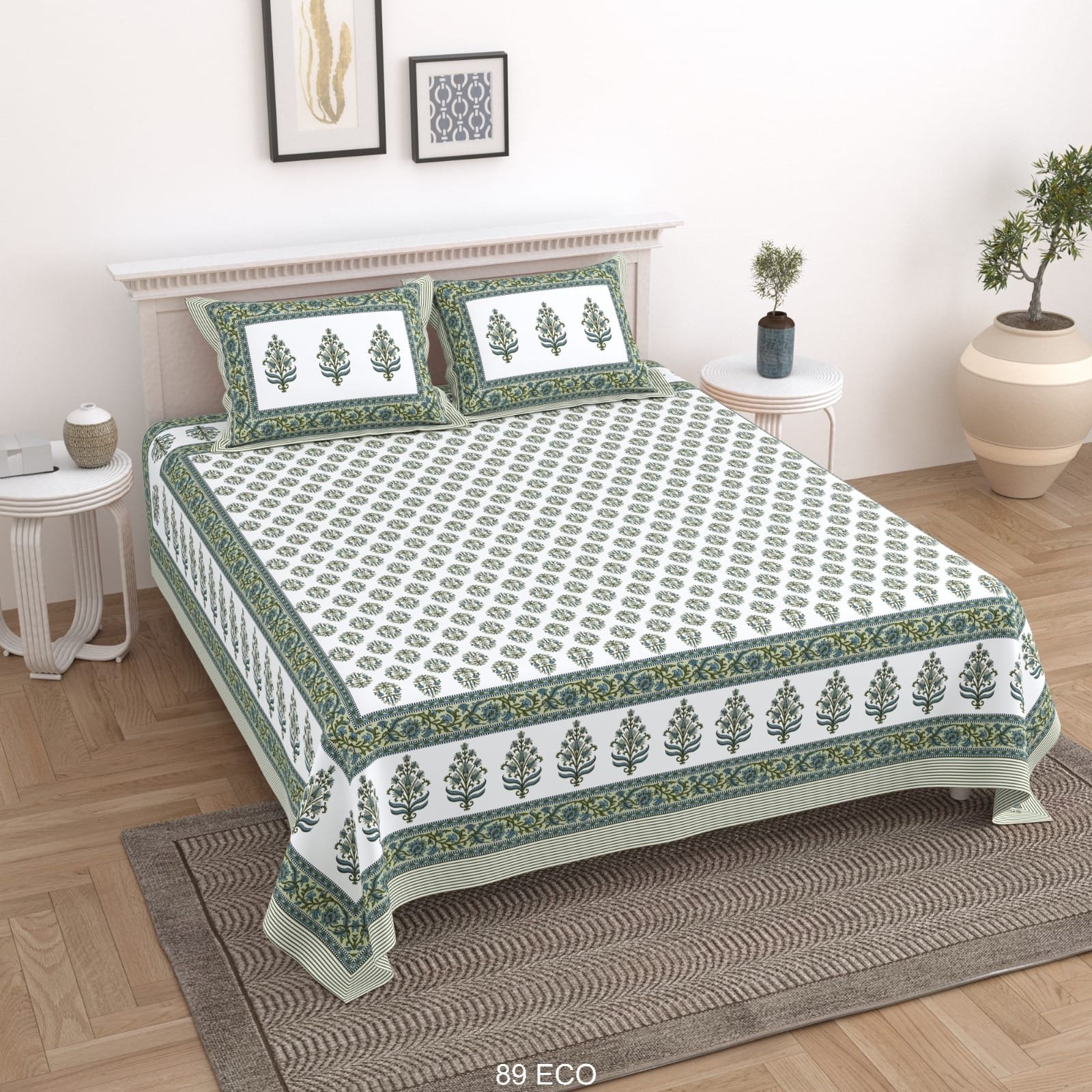 Cotton Viscose Printed Double Bedsheet