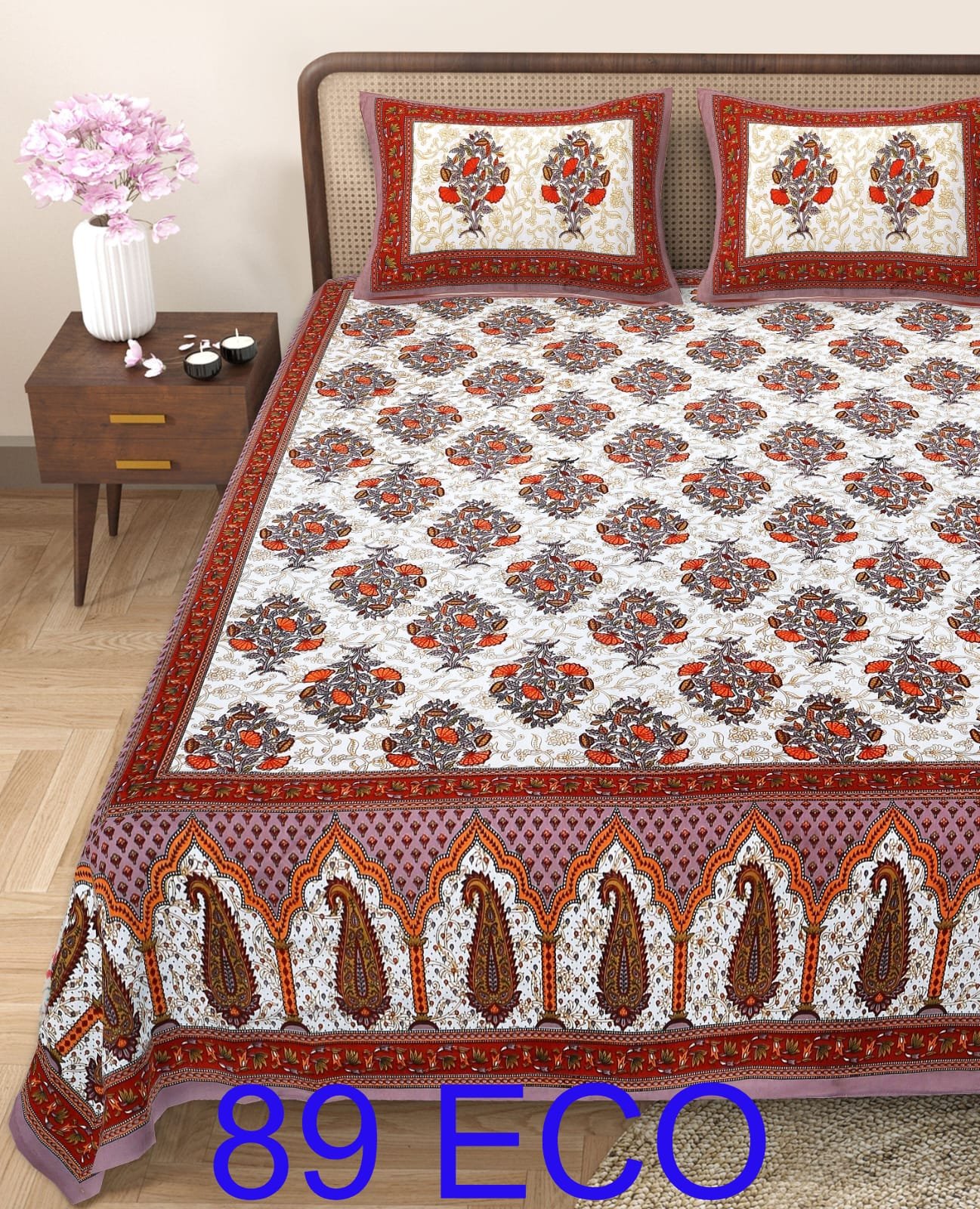 Cotton Viscose Printed Double Bedsheet