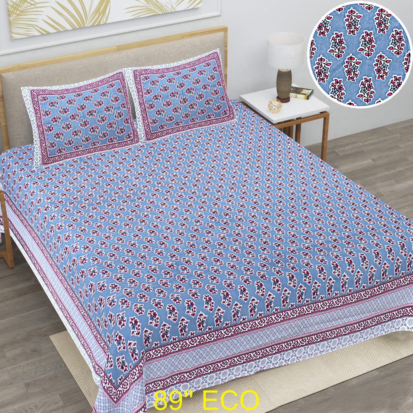 Cotton Viscose Printed Double Bedsheet