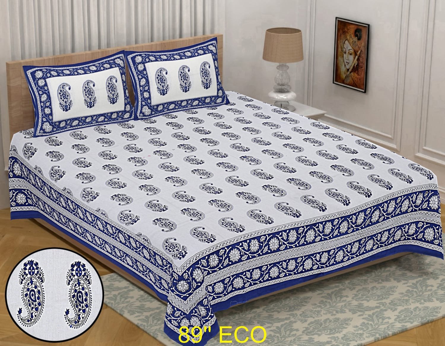 Cotton Viscose Printed Double Bedsheet