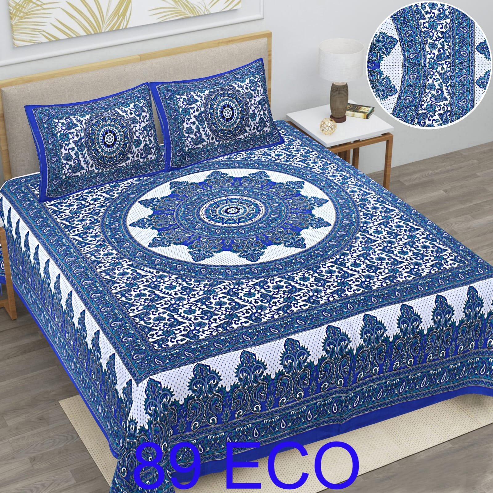 Cotton Viscose Printed Double Bedsheet
