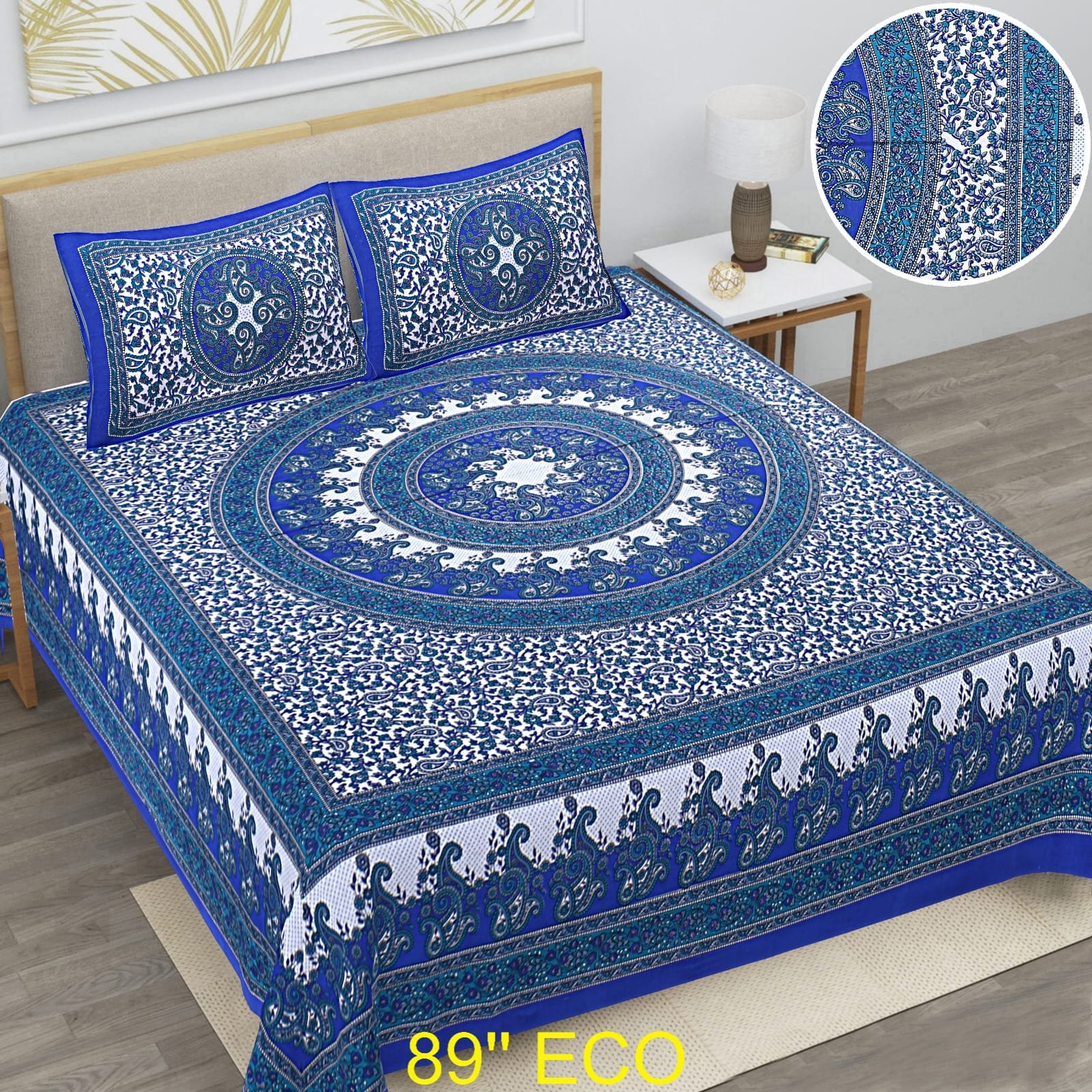Cotton Viscose Printed Double Bedsheet