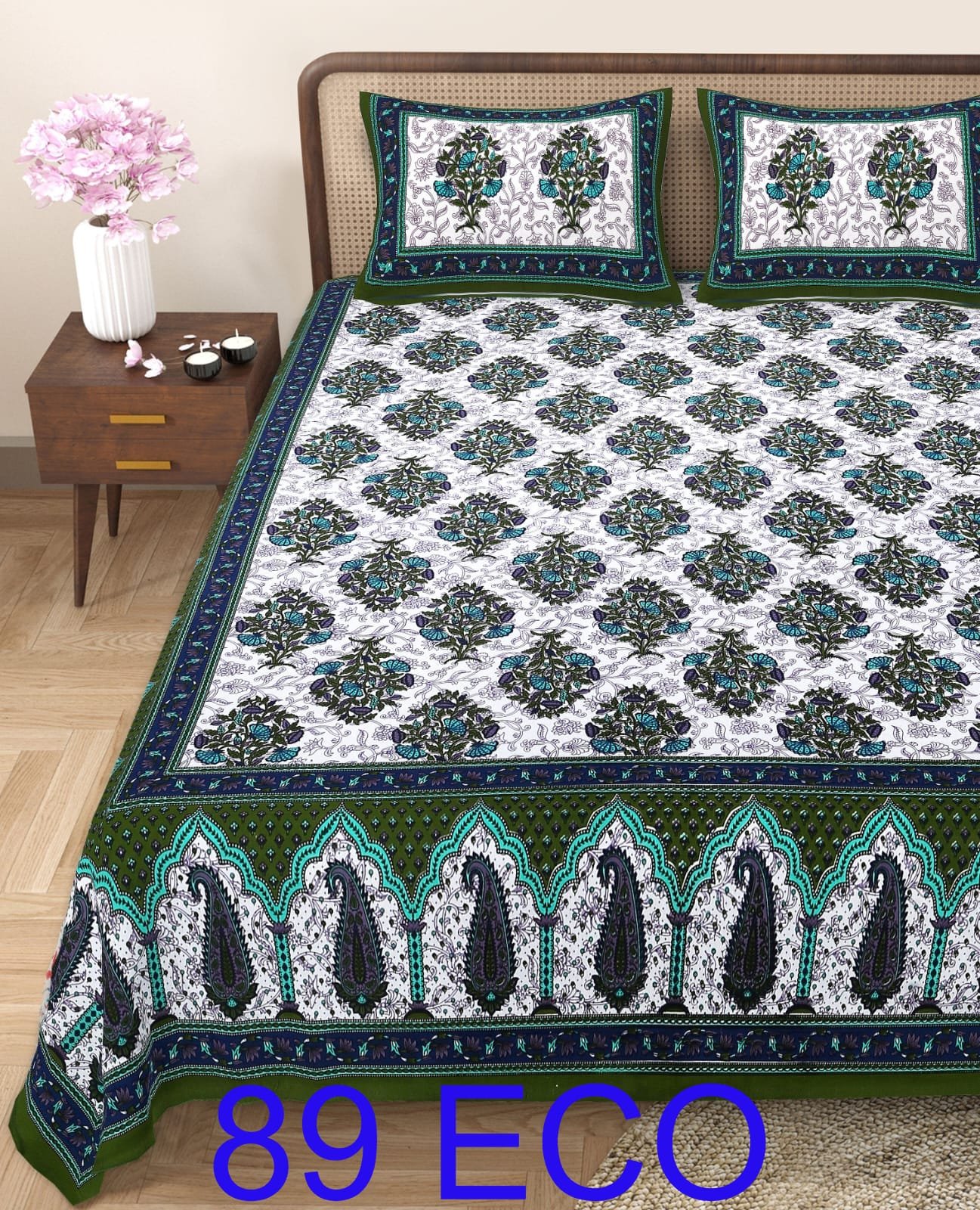 Cotton Viscose Printed Double Bedsheet
