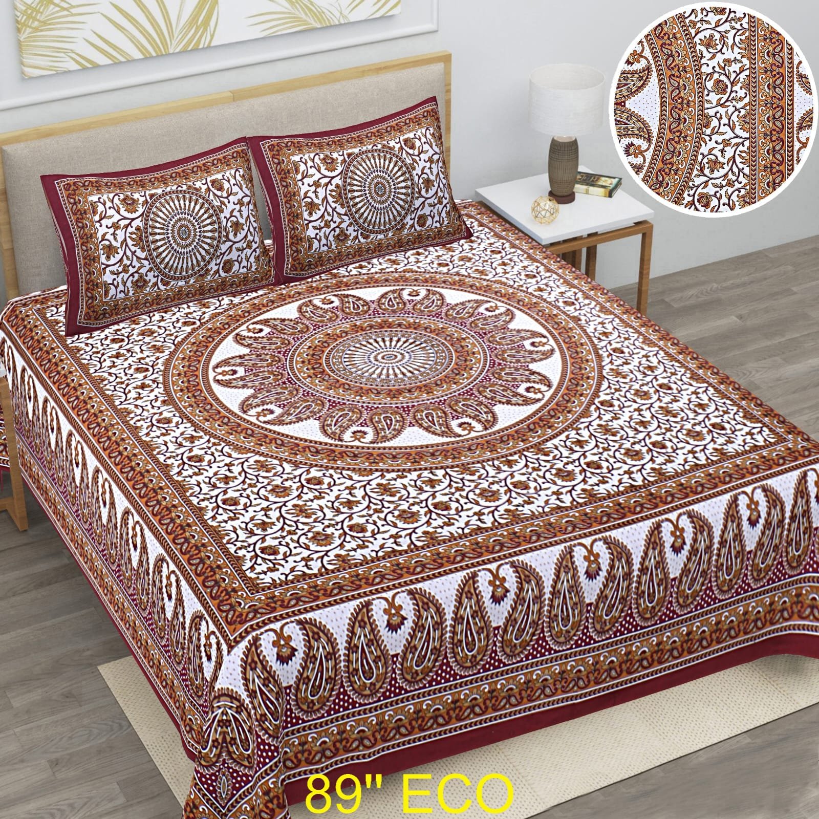 Cotton Viscose Printed Double Bedsheet