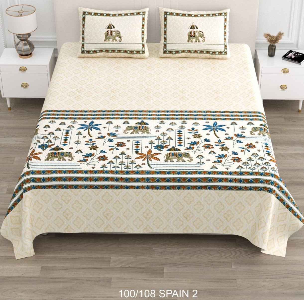 Cotton Viscose Printed Double Bedsheet