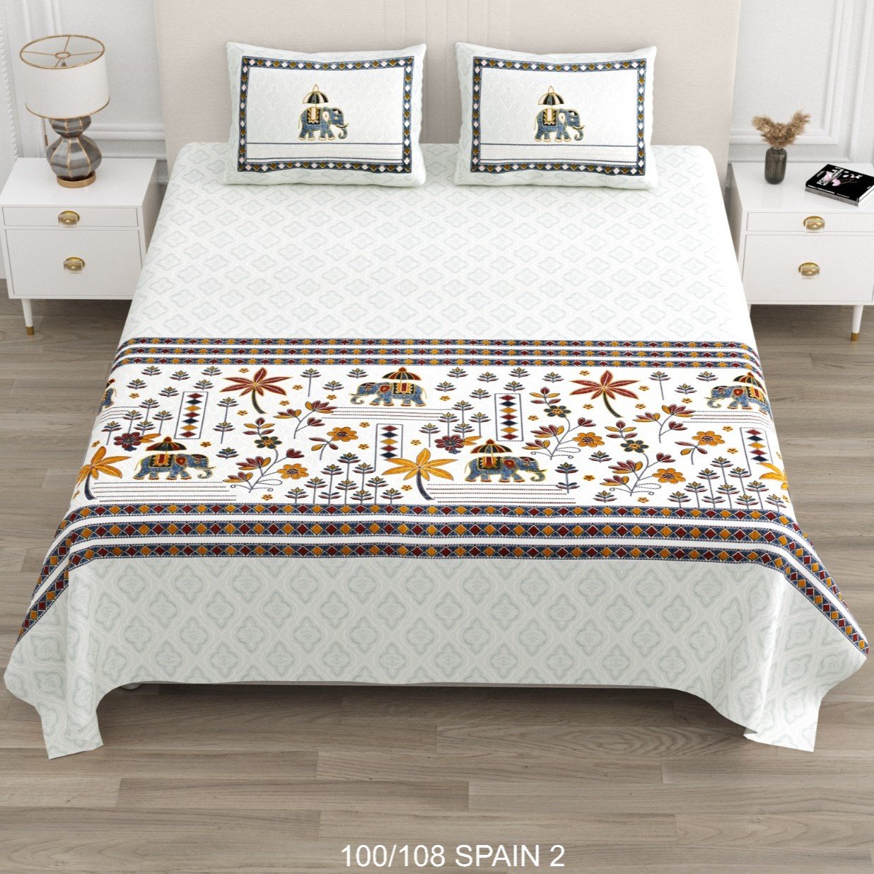 Cotton Viscose Printed Double Bedsheet
