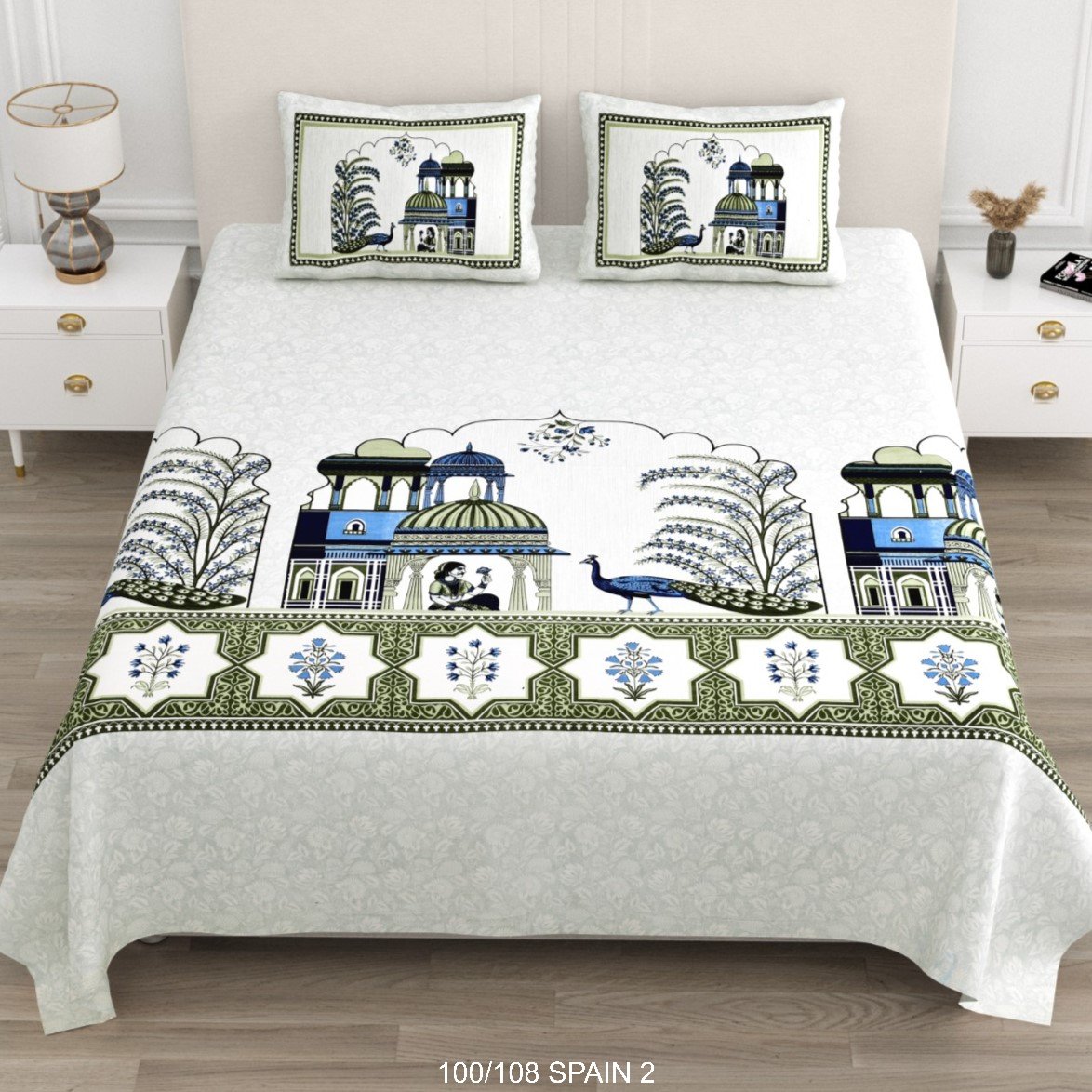 Cotton Viscose Printed Double Bedsheet