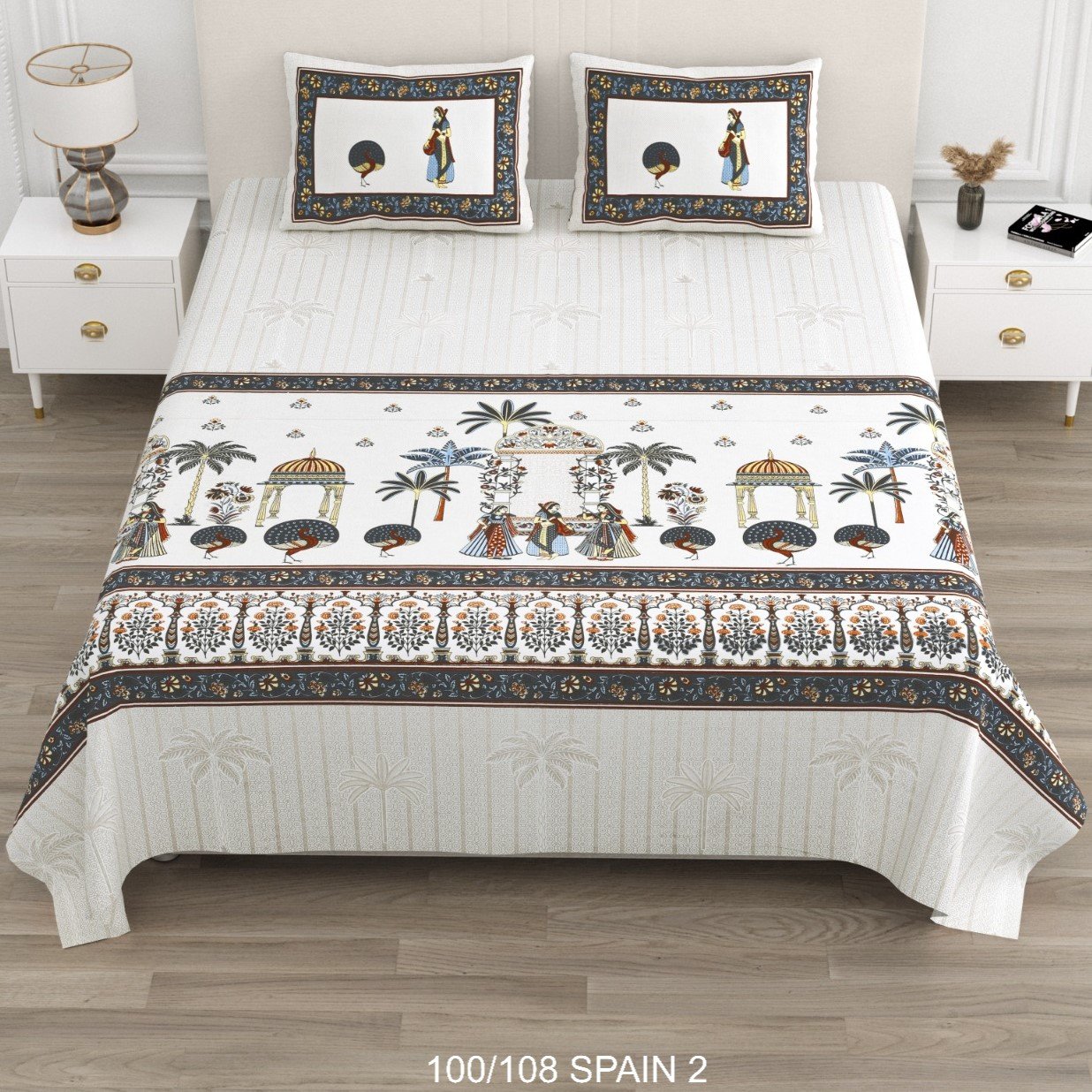 Cotton Viscose Printed Double Bedsheet