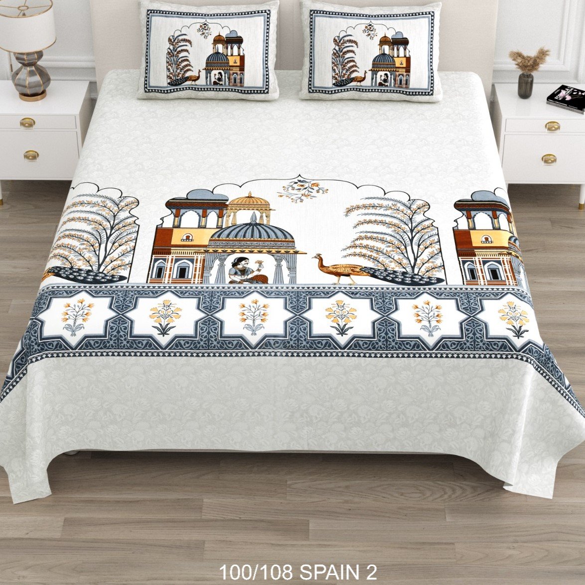 Cotton Viscose Printed Double Bedsheet