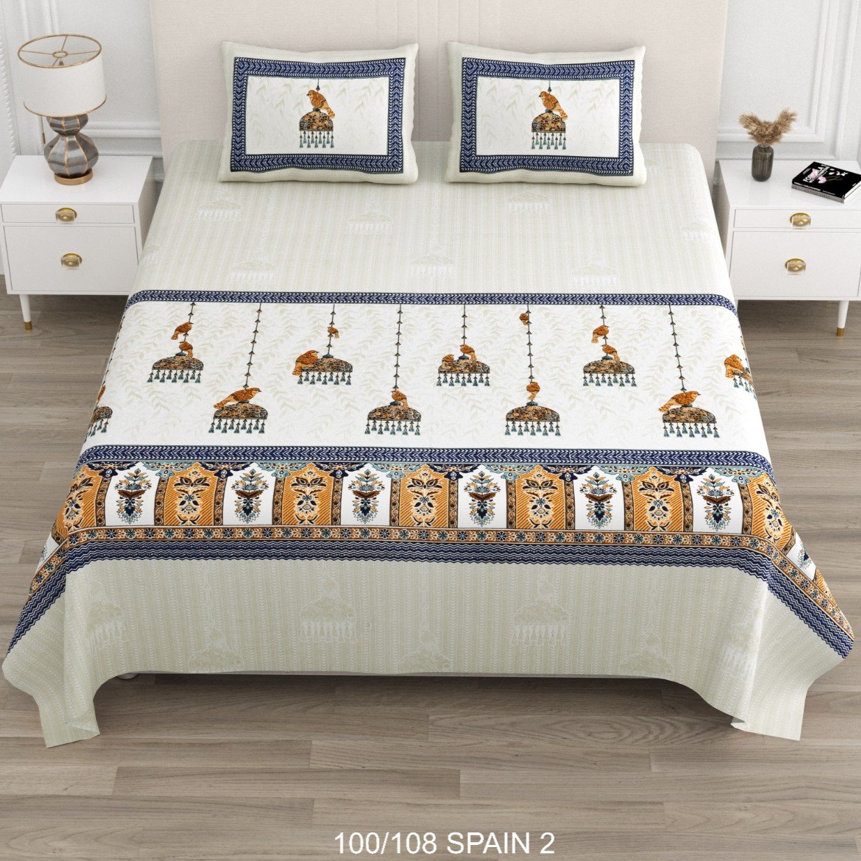 Cotton Viscose Printed Double Bedsheet