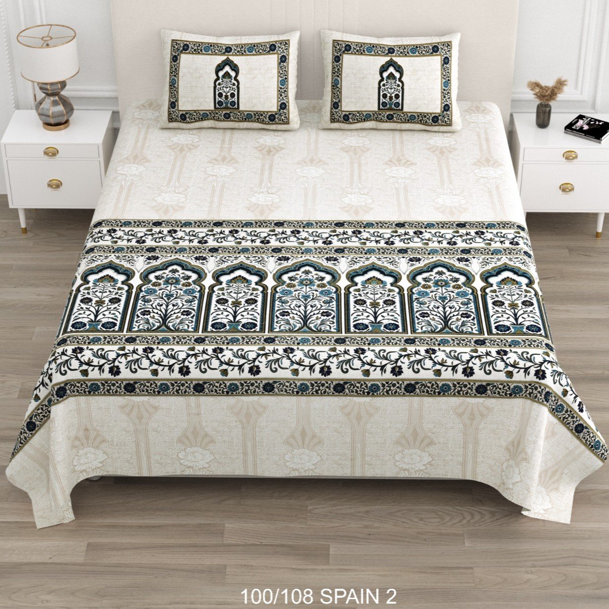Cotton Viscose Printed Double Bedsheet