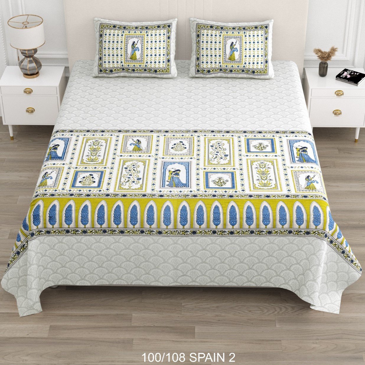 Cotton Viscose Printed Double Bedsheet