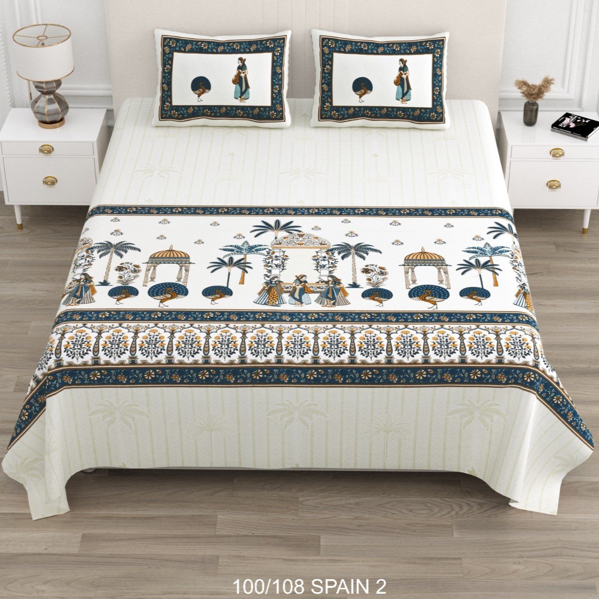 Cotton Viscose Printed Double Bedsheet