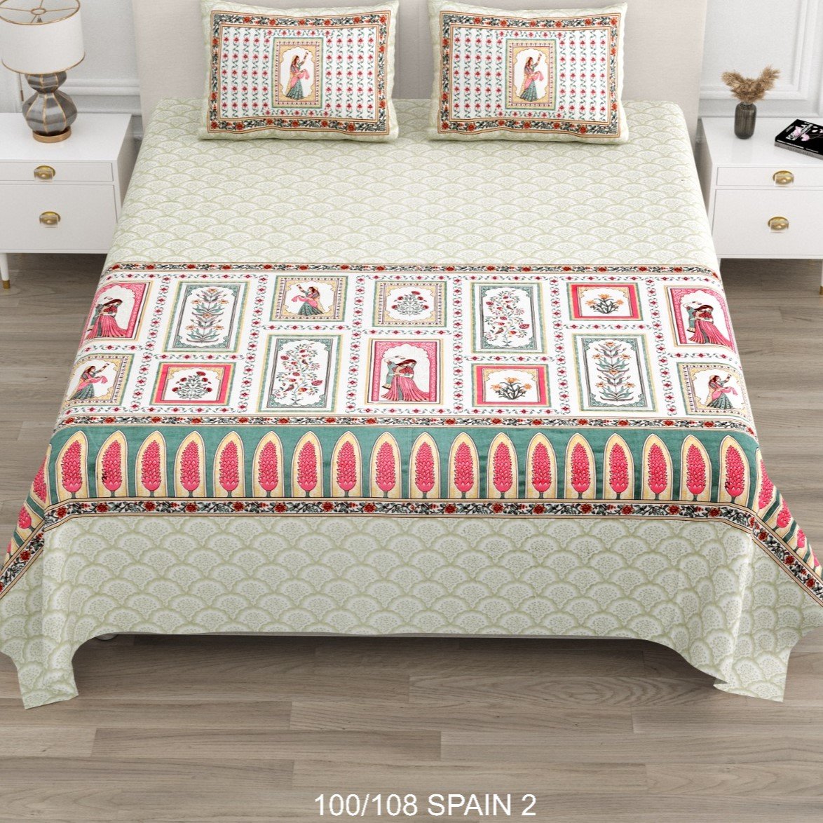 Cotton Viscose Printed Double Bedsheet