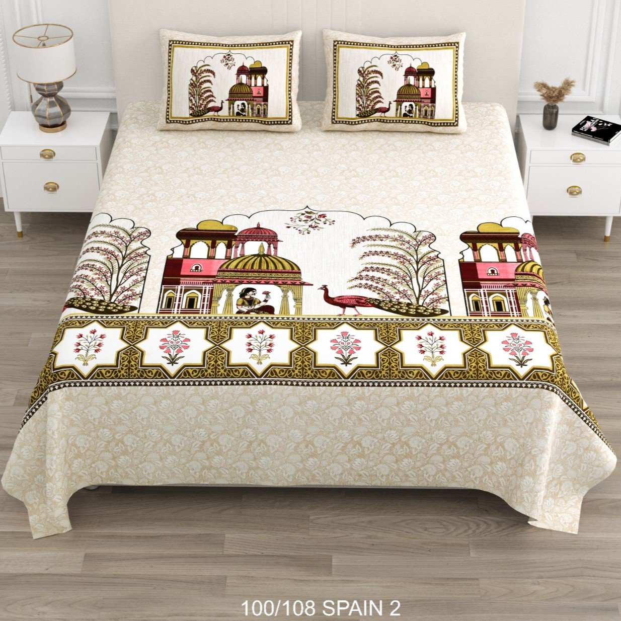 Cotton Viscose Printed Double Bedsheet