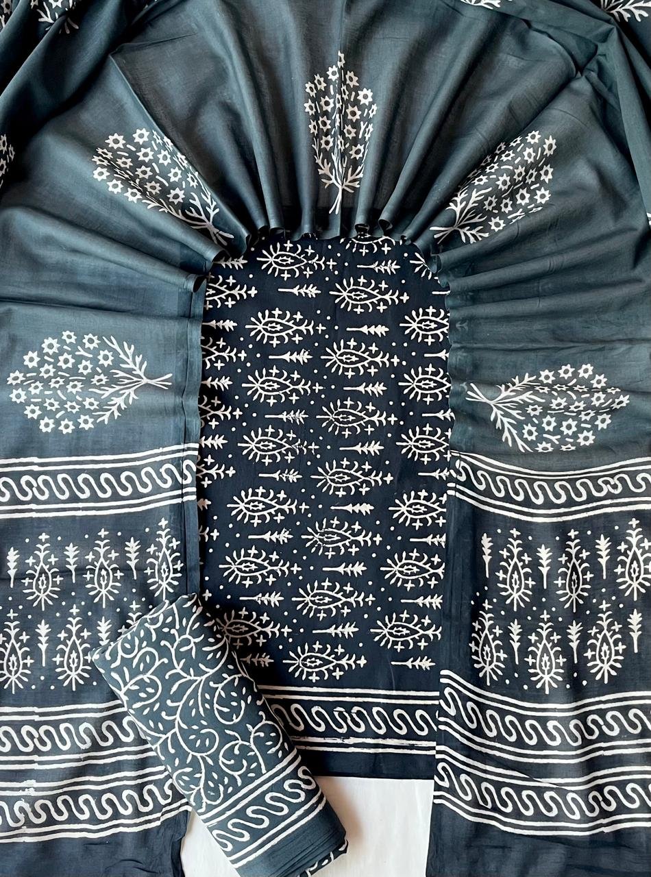 Cotton Dupatta Block Printed Suit