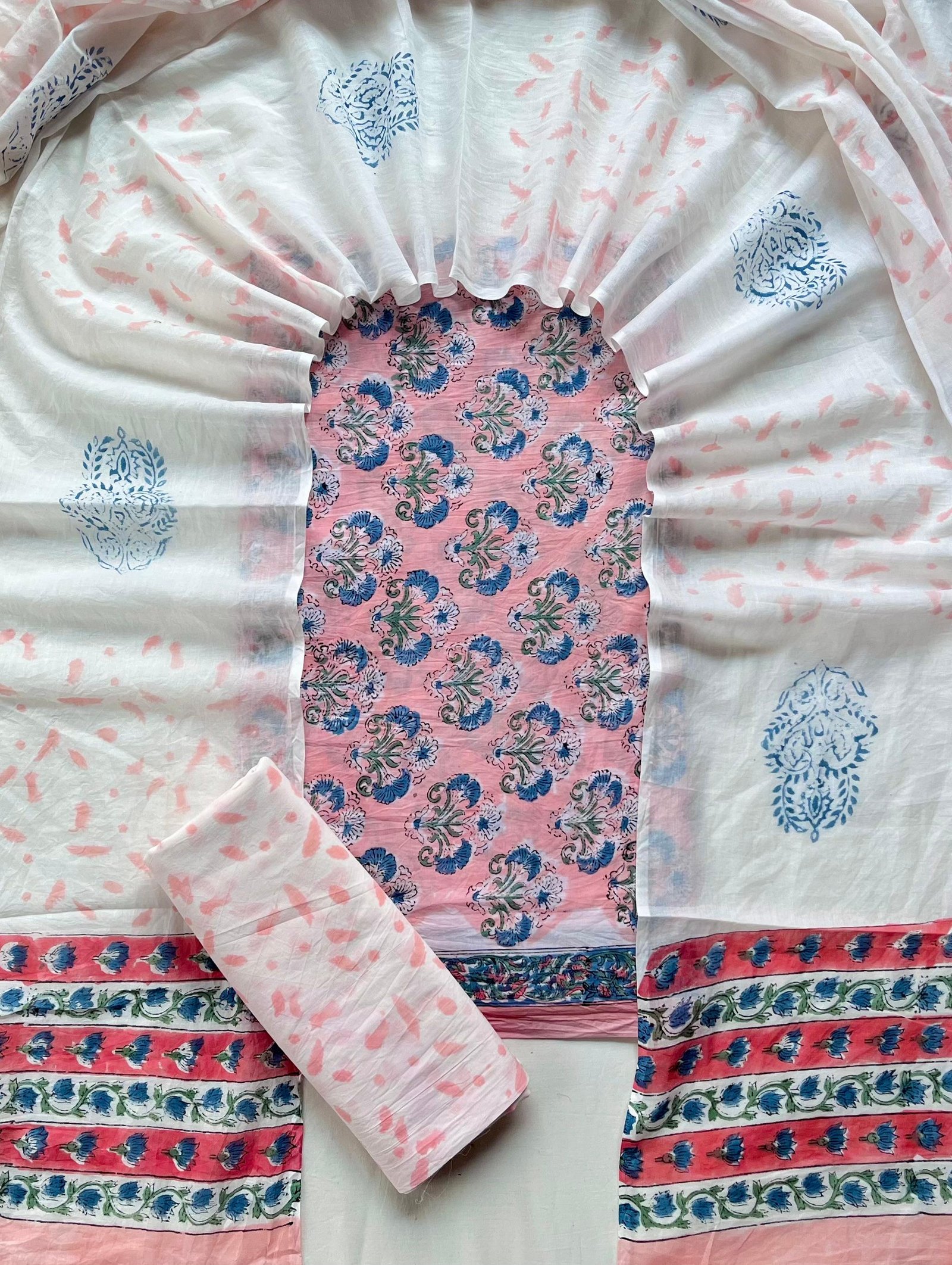 Cotton Dupatta Block Printed Suit