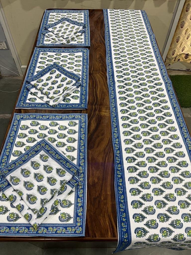 Cotton Printed Table Runner Mat & Napkin Set