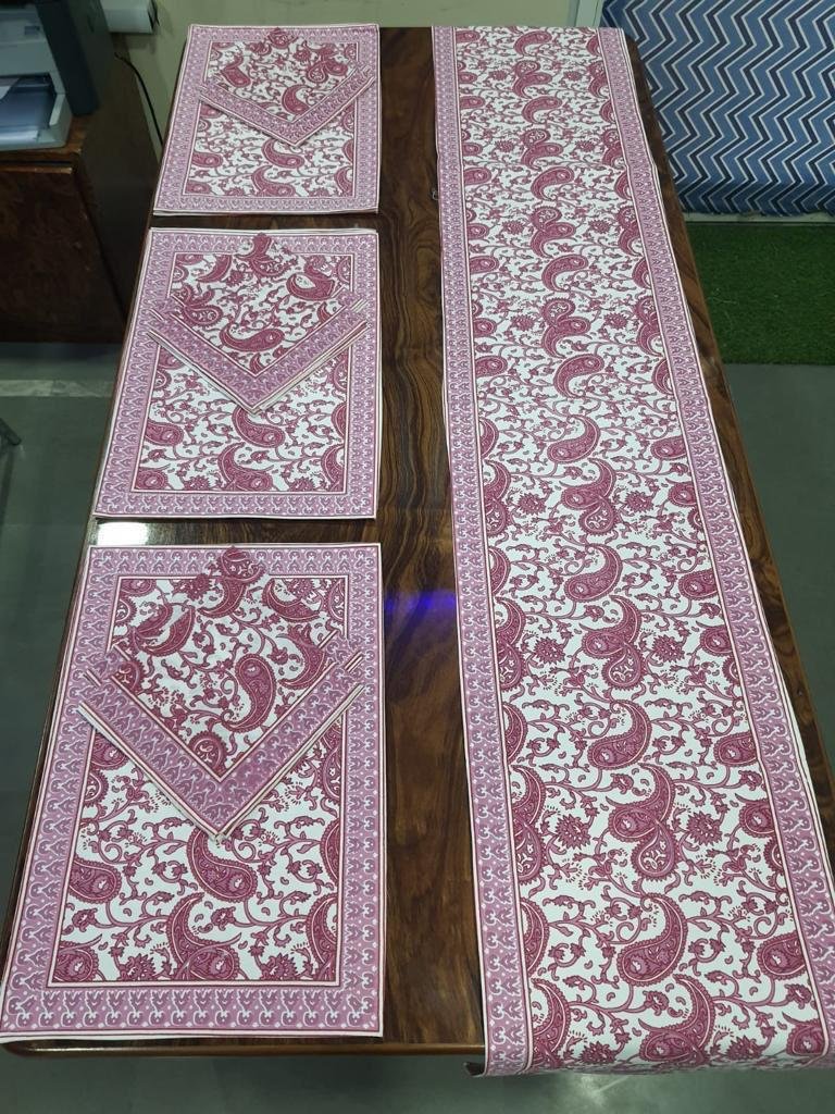 Cotton Printed Table Runner Mat & Napkin Set